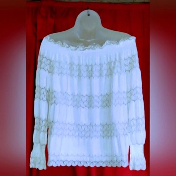 KATE & MALLORY LACE OFF THE SHOULDER BLOUSE/TOP Medium - Picture 1 of 12